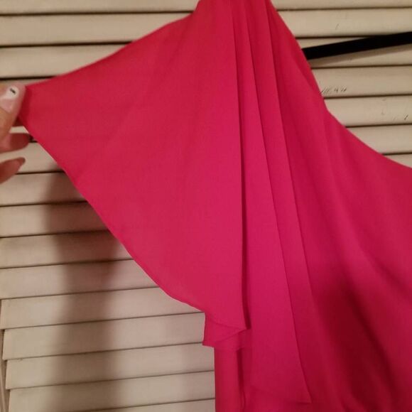 NWT Halston Fuscia One Shoulder Draped Dress 6 - Picture 6 of 10